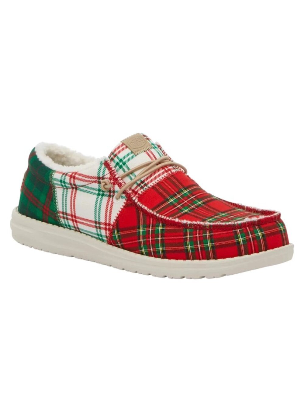 Hey Dude Wally Tri Tartan Christmas Plaid Green White Red Shoes Men's Size 13